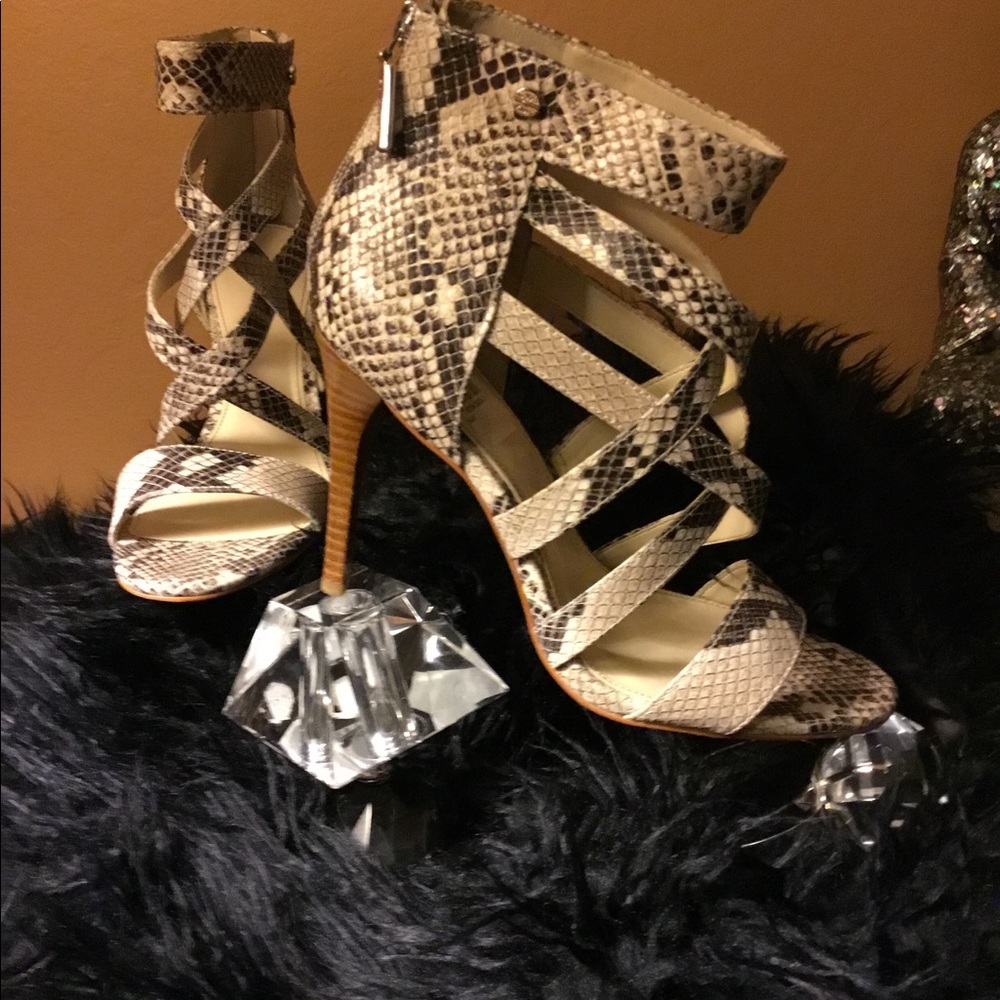 Python snake print leather bootie